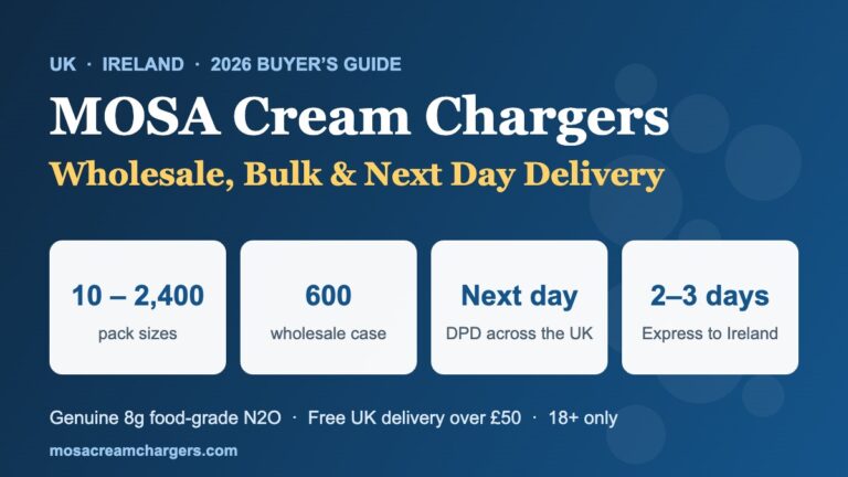 MOSA cream chargers UK and Ireland – buy wholesale, bulk and with next day delivery